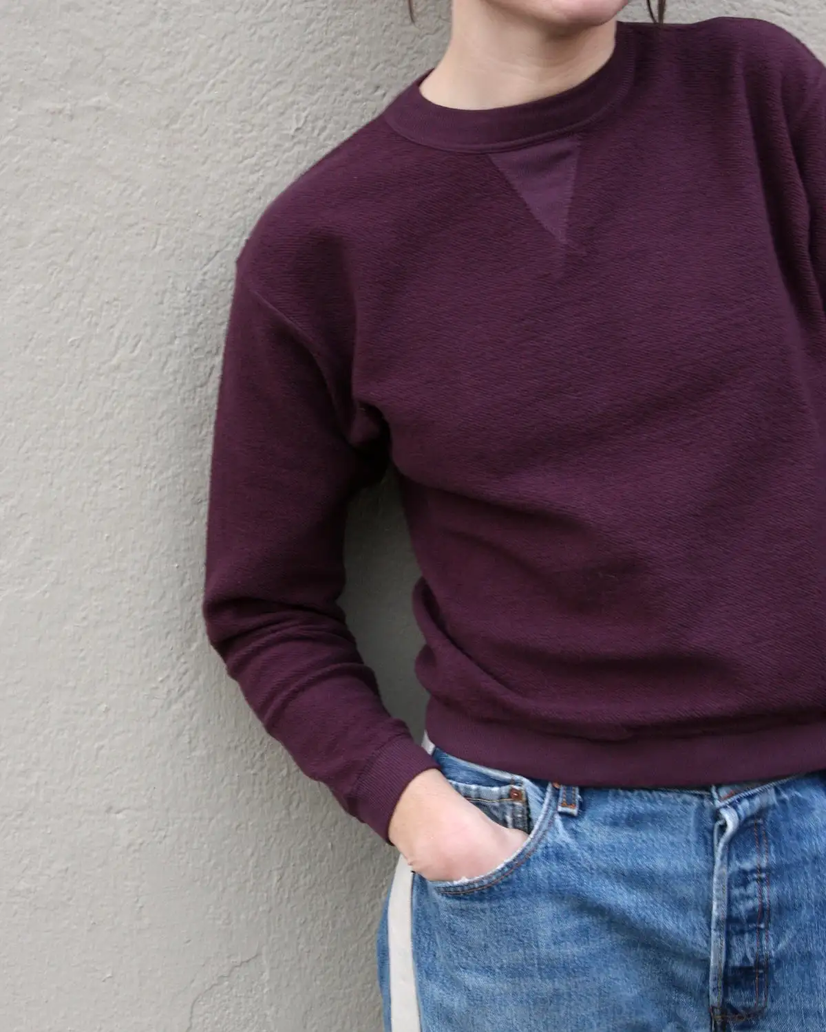 Sunray Hina Plum Purple Reversed Crewneck