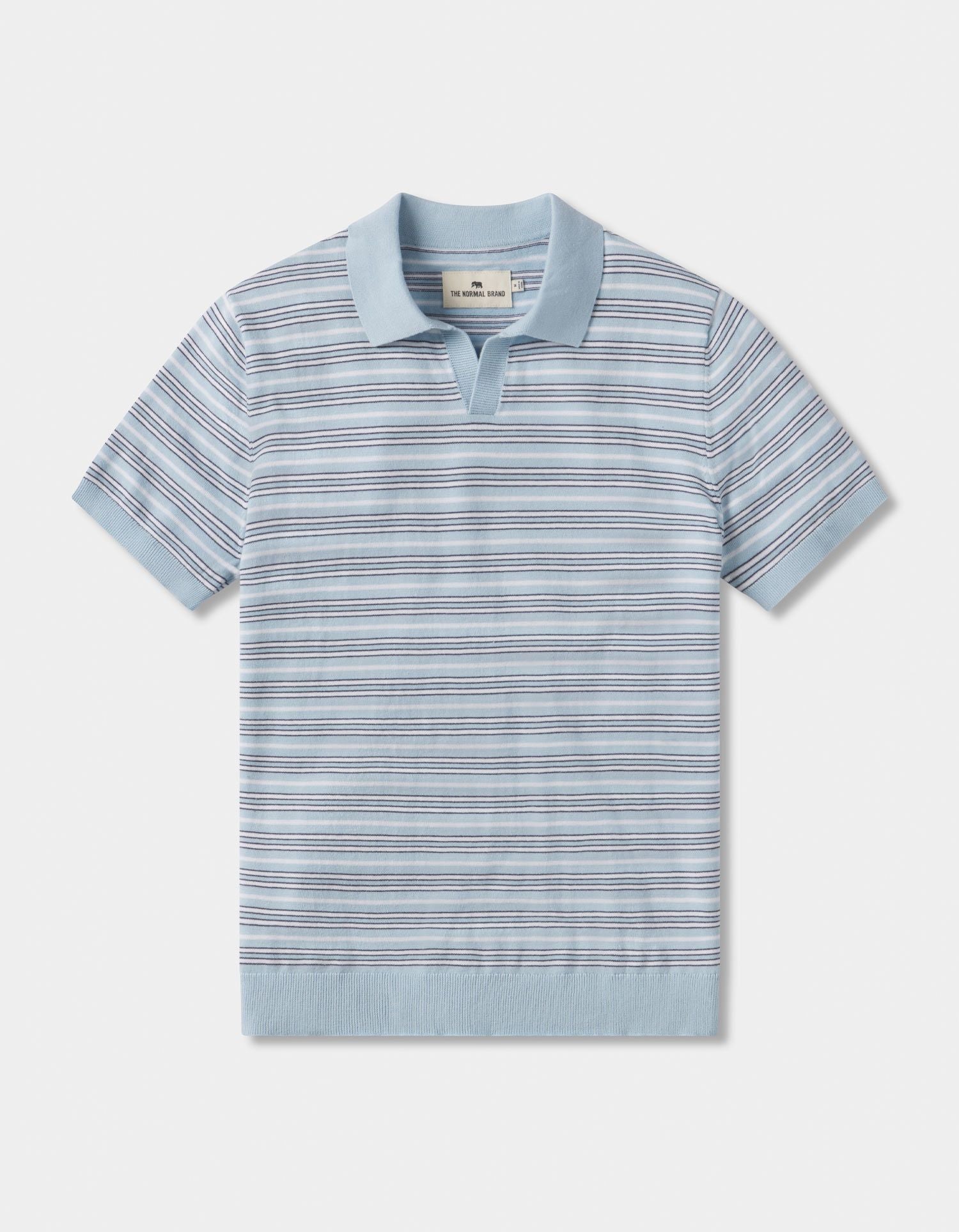 The Normal Brand Robles Striped Polo In Clear Sky Stripe