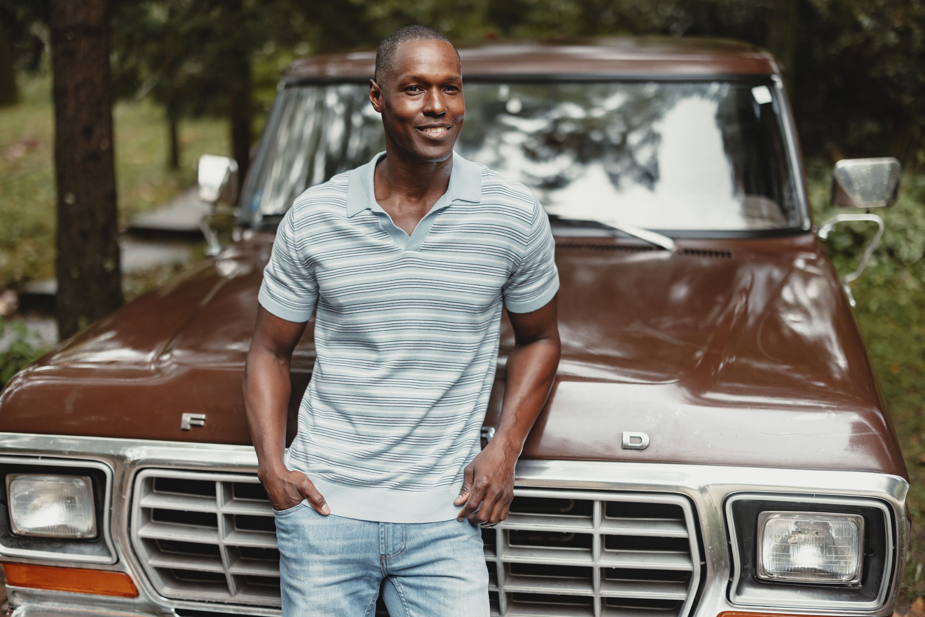 The Normal Brand Robles Striped Polo In Clear Sky Stripe