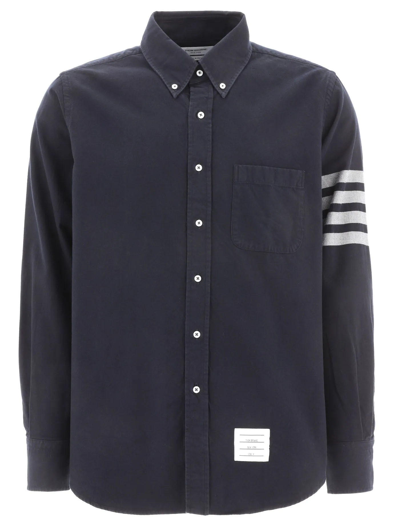 THOM BROWNE Blue Striped Button Down Shirt for Men