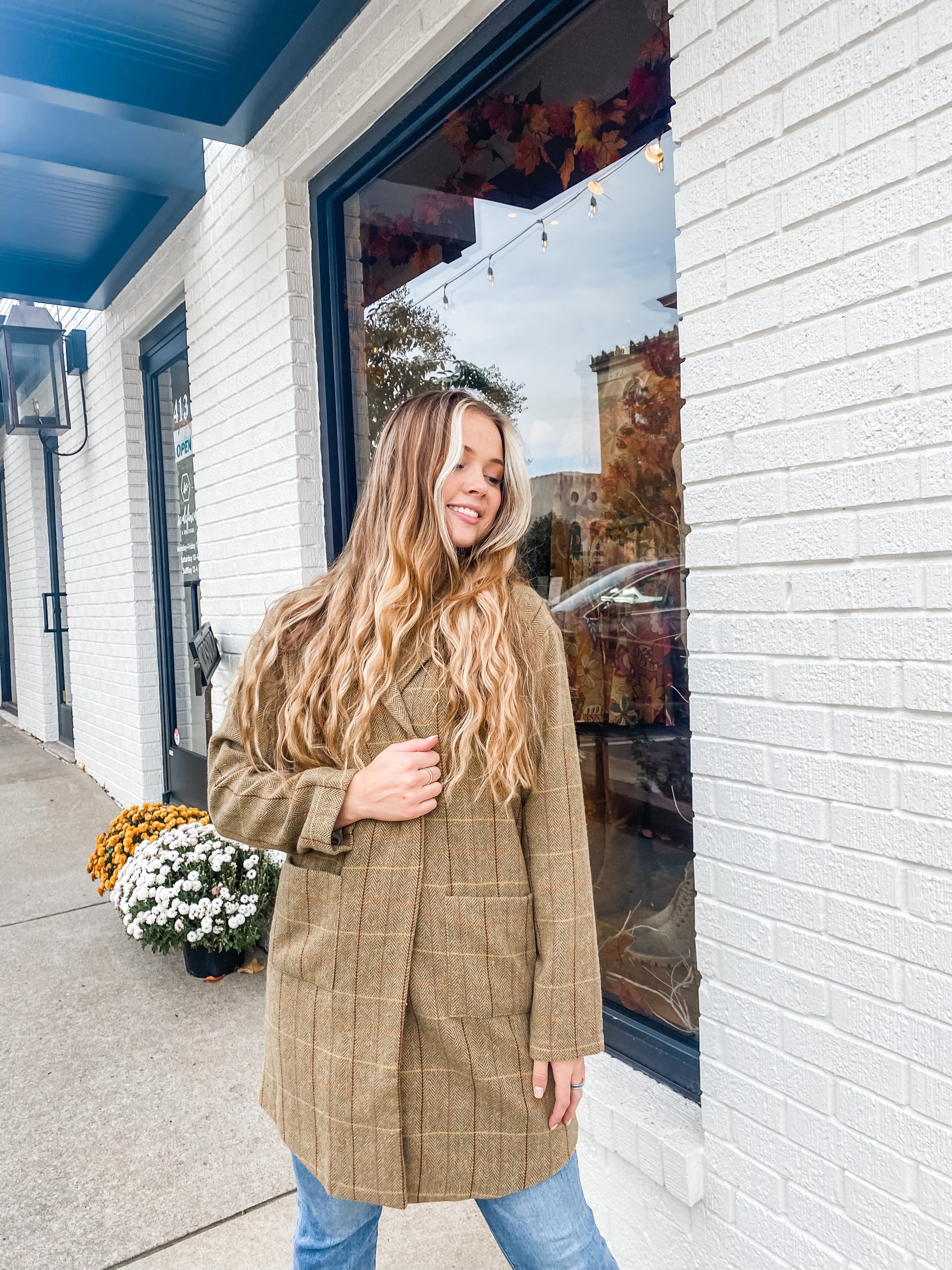 Throwin' Back Classic Plaid Long Coat