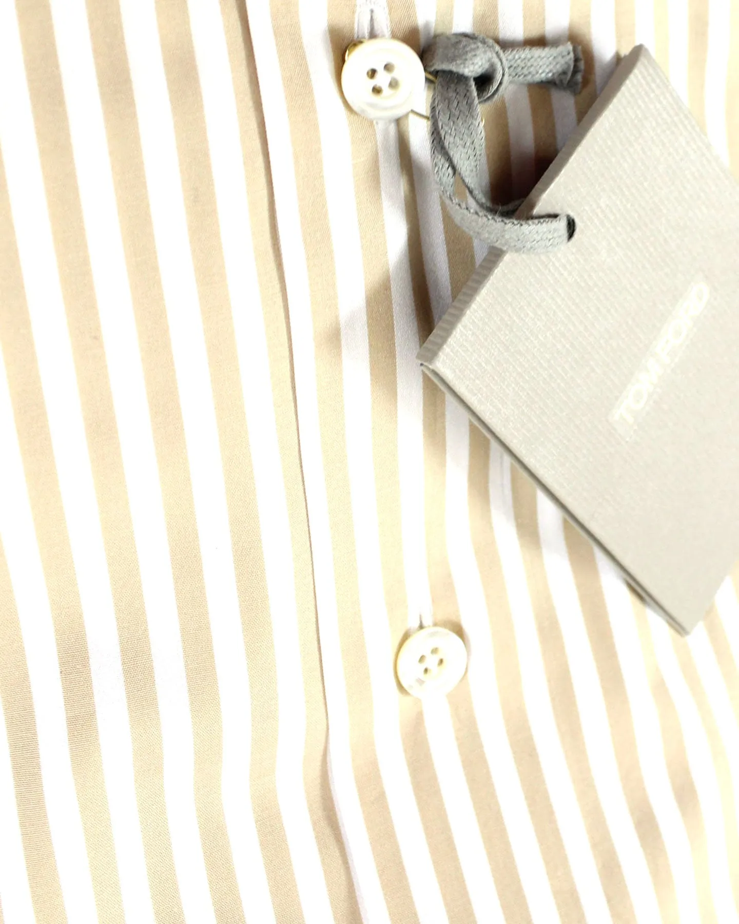 Tom Ford Button-Down Shirt Beige White Stripes - Button Down 39 - 15 1/2  SALE