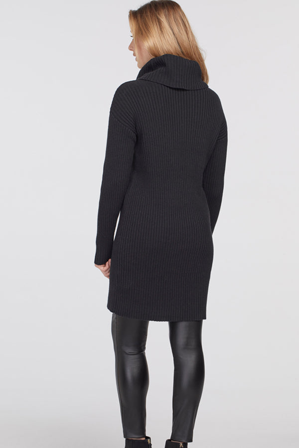 Tribal Ribbed Knit Cowl Neck Sweater Dress