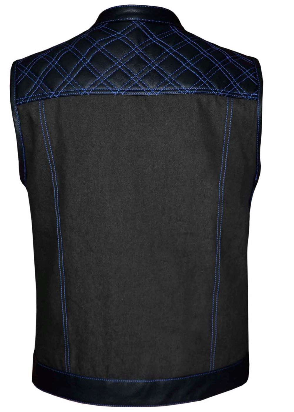 'Unik' Men's Blue Diamond Stitch Club Vest - Black / Blue