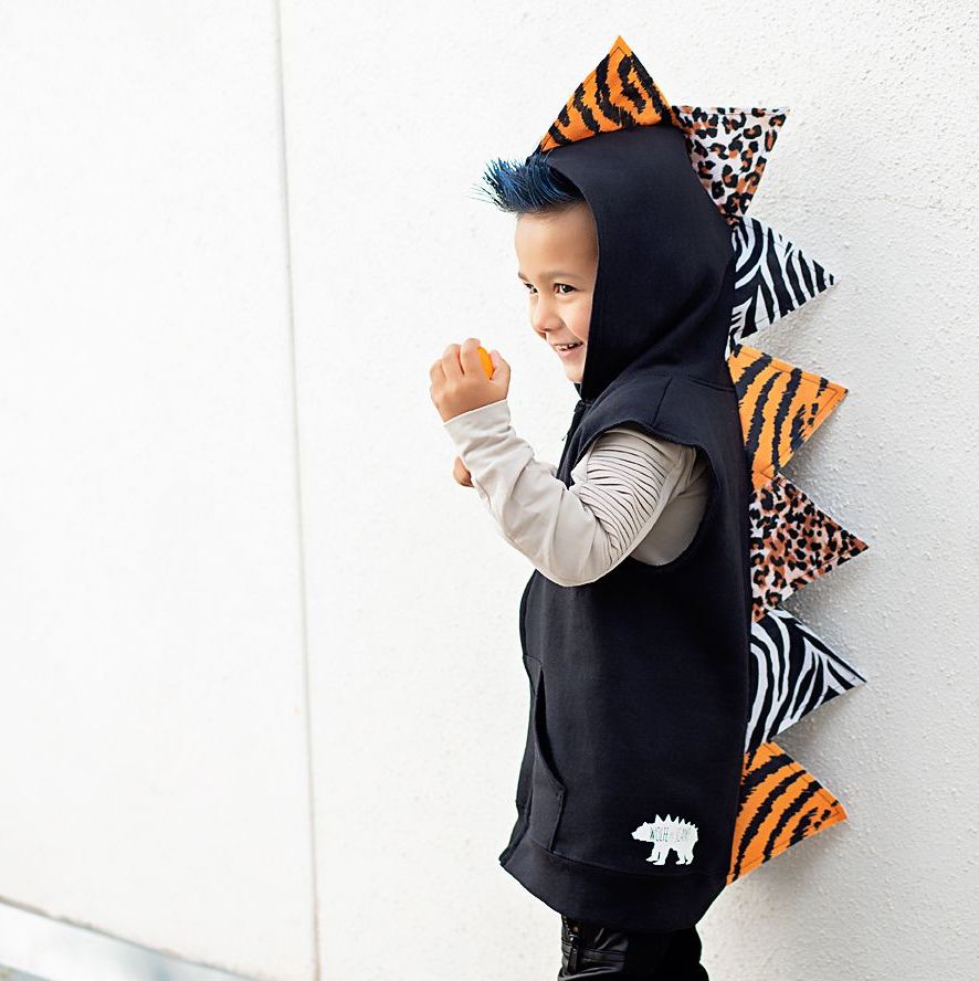 Unisex Mixed Animal Print Dinosaur Hoodie - Wild Child - Black Jacket