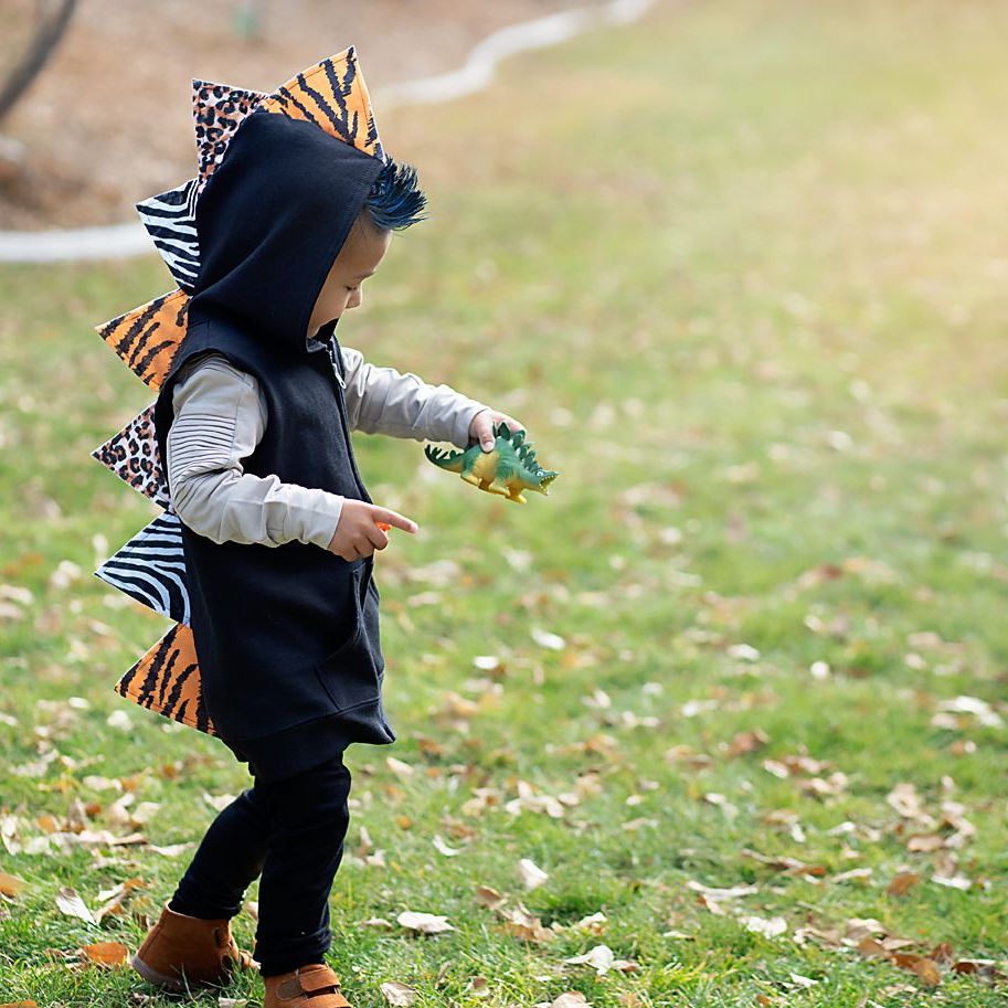 Unisex Mixed Animal Print Dinosaur Hoodie - Wild Child - Black Jacket