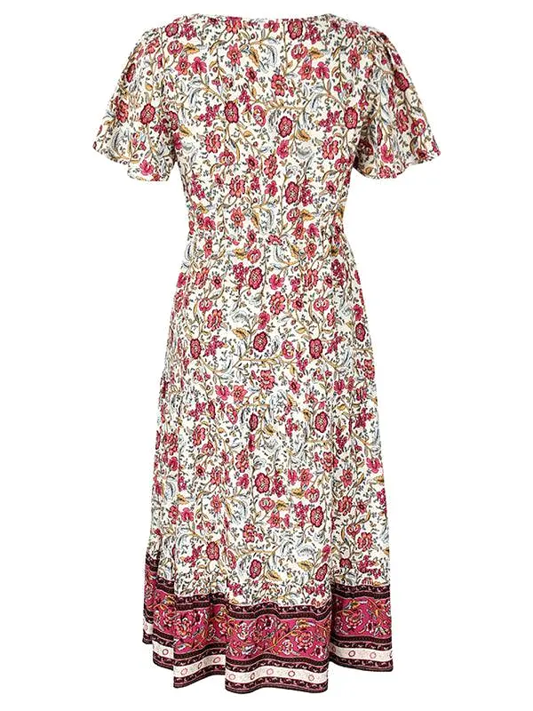 V-Neck Floral Maxi Day Dress