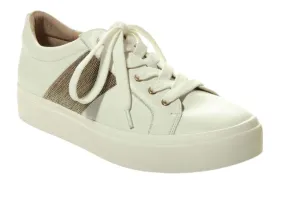 Vaneli YAVIN White Nappa Tie Sneaker with Chain-Trim - FINAL SALE