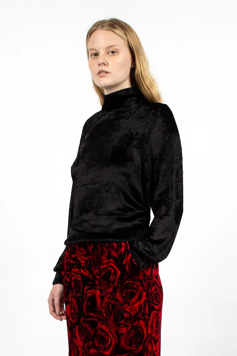 Velvet Effect Jumper Black