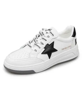 White black star letter print shoe sneaker