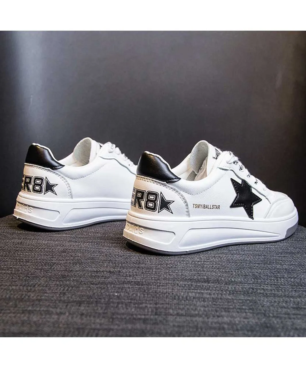 White black star letter print shoe sneaker