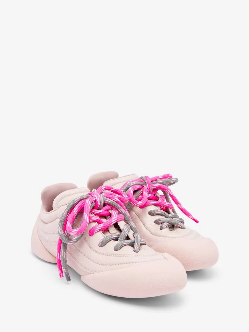 Women's Crackled Leather Flexion Sneaker in Pink